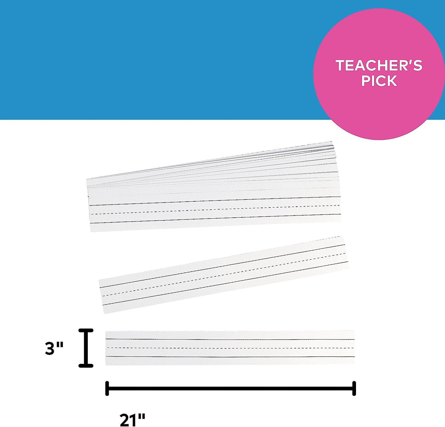Fun Express White Sentence Strips (100 Pieces) Educational Writing Teaching Aids ,21" x 3"