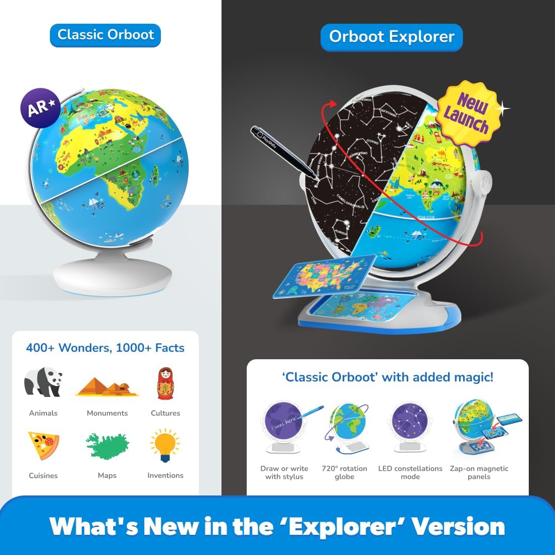 PlayShifu Globe for Kids– Orboot Earth: Interactive Kids Globe with 1000+ Facts on Animals, Places & Monuments | Tech-Powered Learning Toy & STEM Gift for Kids Ages 4–10