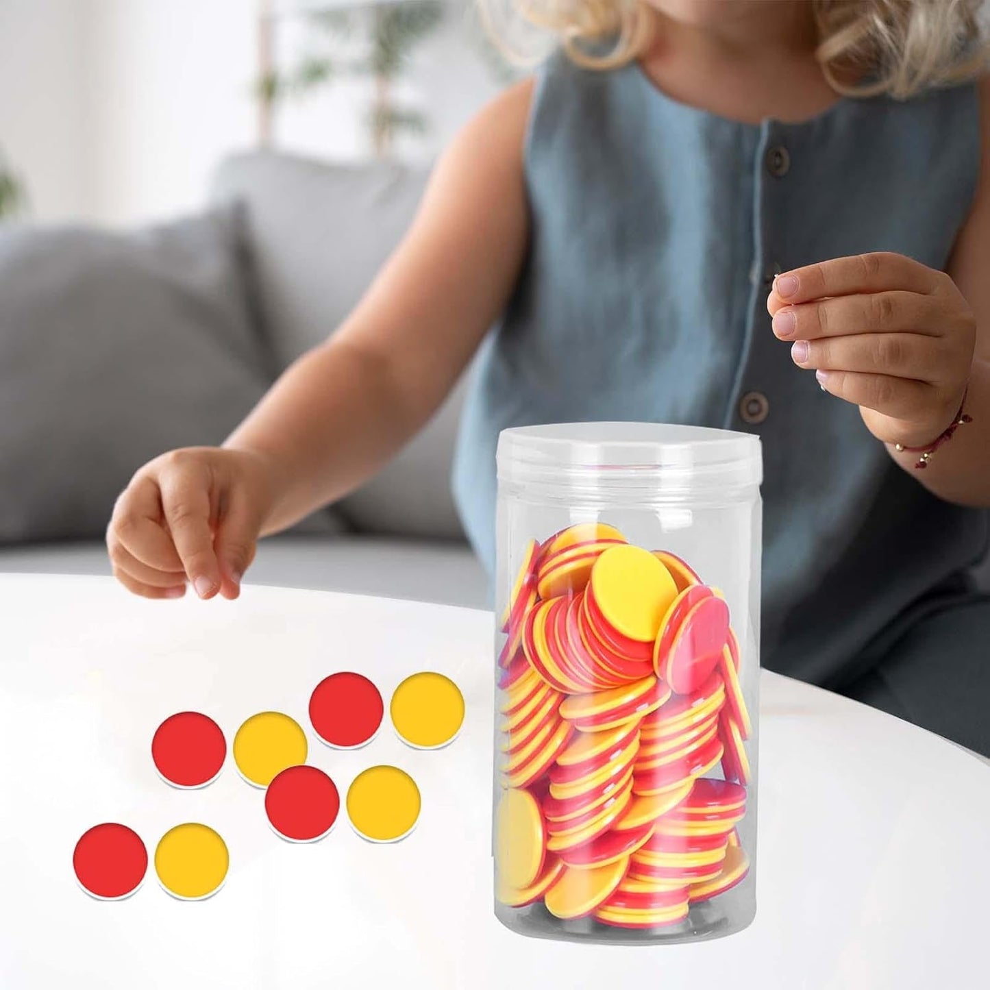 100 Pieces Learning Counters Two Color Counters for Math Practice Bingo Chips Math Counters for Kids for Game Classroom