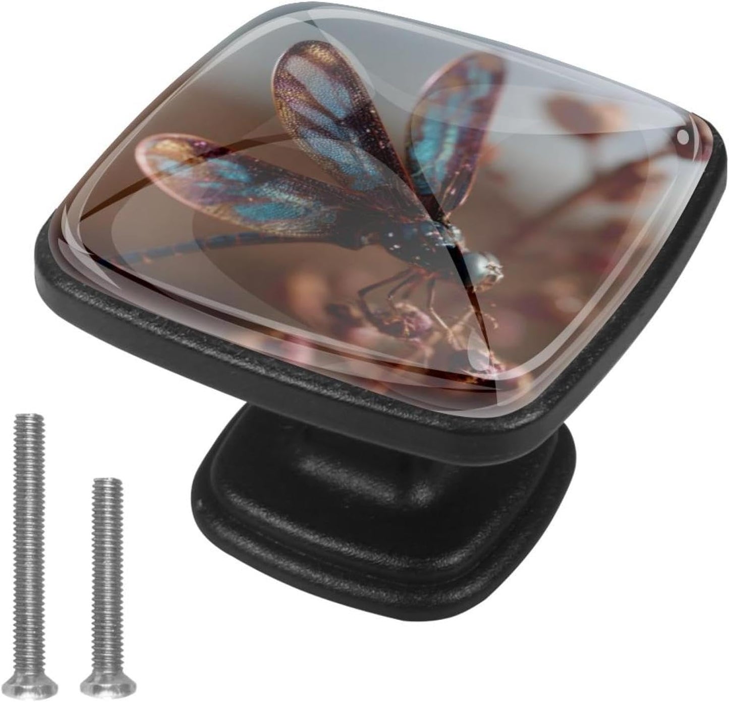 4 Pack Cabinet Knobs Drawer Pulls, 30mm Round ABS Glass Drawer Hardware Growing Purple Butterflies Cabinet Handles with Screws for Dressers Kitchens Cupboard