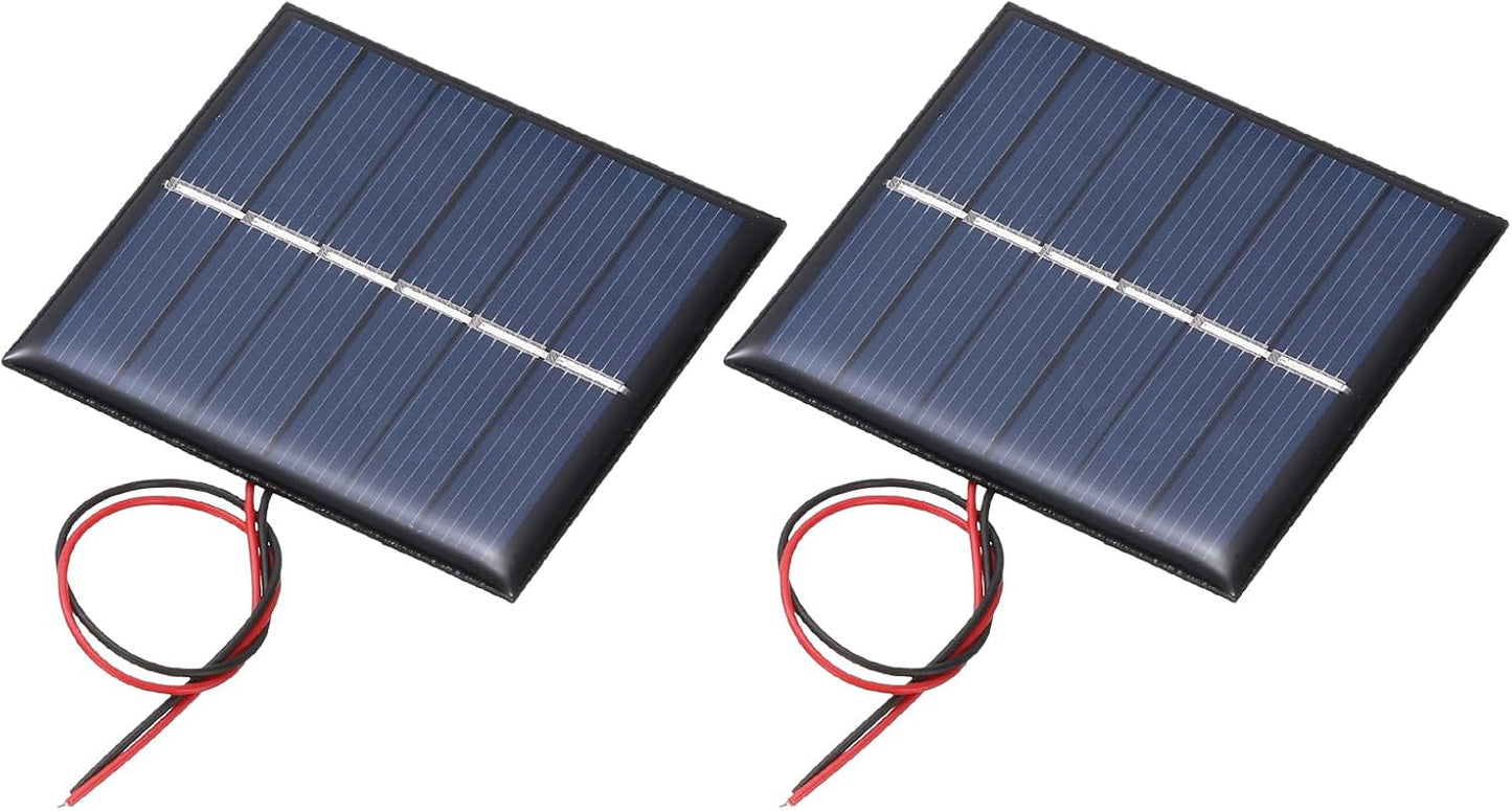 MECCANIXITY 2 Pcs 5.5V 0.44W 70mA Mini Solar Panels, Small Polycrystalline Solar Cell Panel with 2 Cable for DIY Electric Toy Materials Kits Charger, 60mm x 60mm