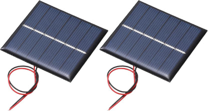 MECCANIXITY 2 Pcs 5.5V 0.44W 70mA Mini Solar Panels, Small Polycrystalline Solar Cell Panel with 2 Cable for DIY Electric Toy Materials Kits Charger, 60mm x 60mm