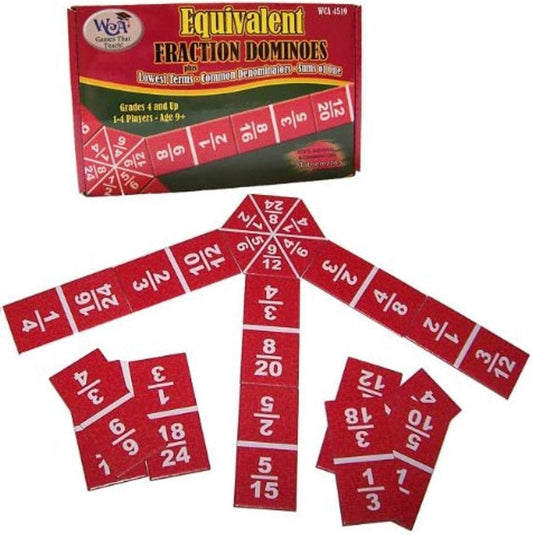 Equivalent Fraction Dominoes: Lowest Terms, Common Denominators, Sums of One