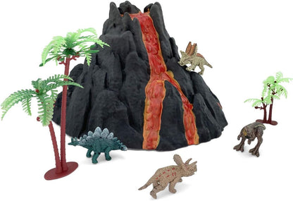 Enjoyin Volcano Dinosaur Playset Including 4 Dinosaurs and 2 Trees Volcano Dinosaur Toys for Kids