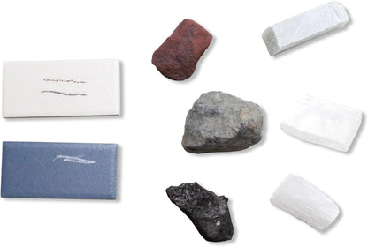 Mineral ID Kit - 13 Pieces - Includes Dropper Bottle, Streak Plate, Glass Plate, Magnet, Nail, Copper Sheet, Rock, Retractable Hand Lens, for Mineral Geology Classrooms