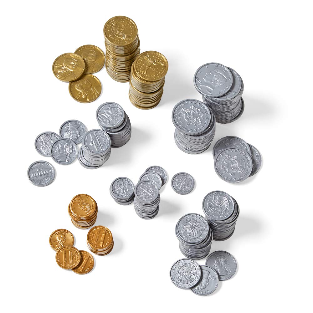 hand2mind Fake Money Coin Kit, Detailed Fake Coins, Prop Money, Toy Money, Play Money for Kids, Realistic Money, Pretend Money for Kids Learning, Play Money Set, Plastic Coins (Set of 500 Coins)