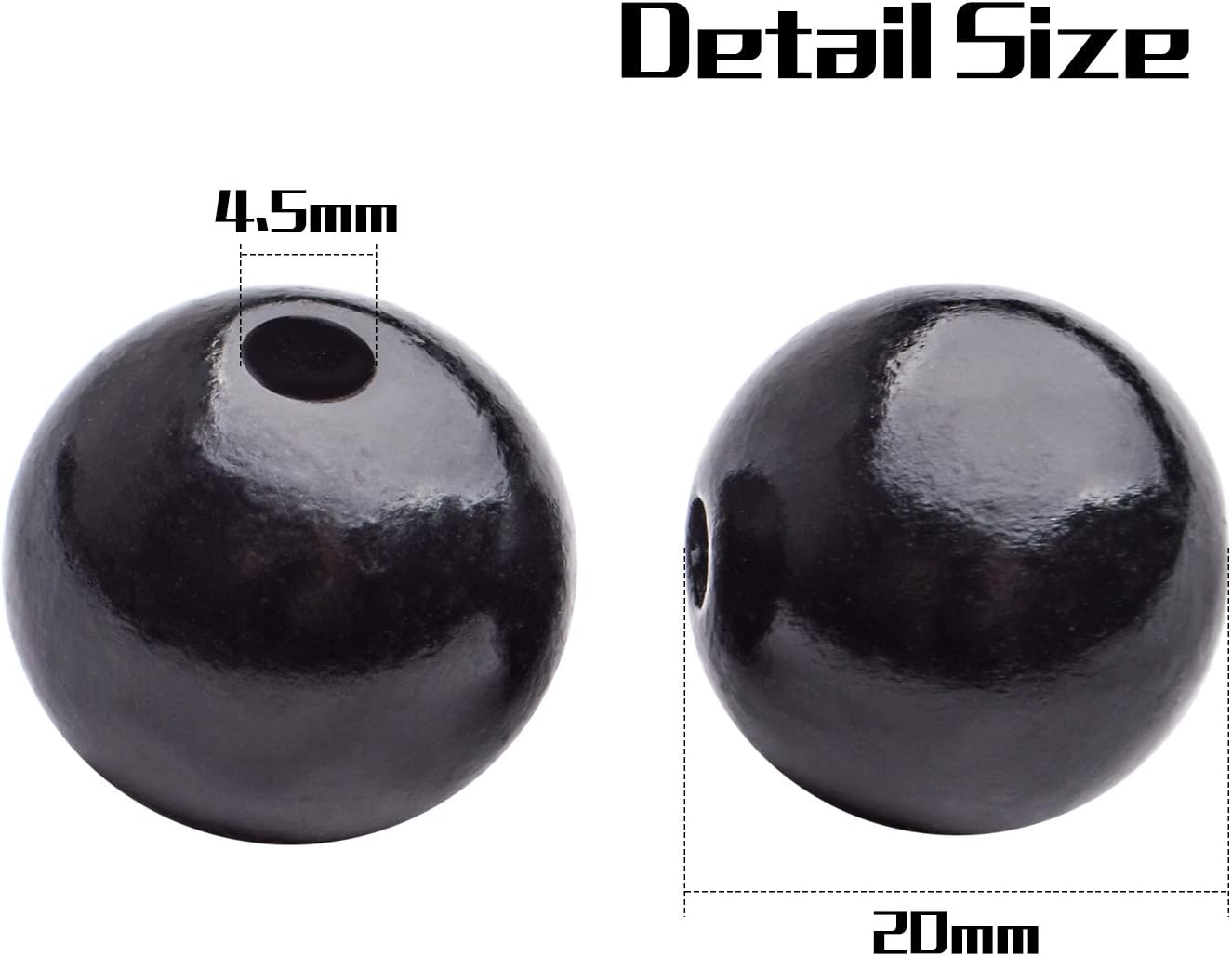 Aylifu Round Wooden Beads, 50 pcs 25mm Natural Unfinished Wooden Spacers for DIY Crafts Jewelry Making, White, Hole: 5mm