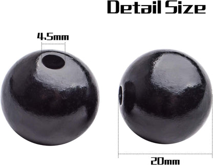 Aylifu Round Wooden Beads, 50 pcs 25mm Natural Unfinished Wooden Spacers for DIY Crafts Jewelry Making, White, Hole: 5mm