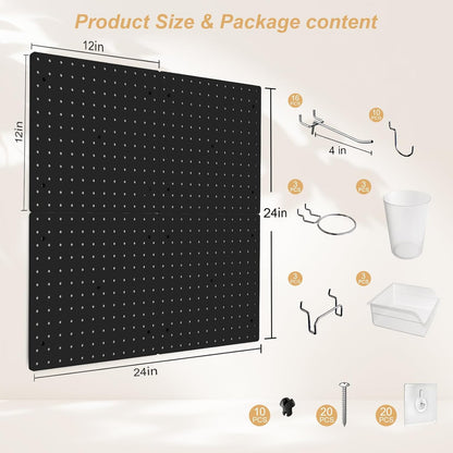 FZK Peg Board with Hooks, Plastic Pegboard Kit with 4 White Pegboards and Accessories, Peg Board Wall Organizer for Office and Craft Room