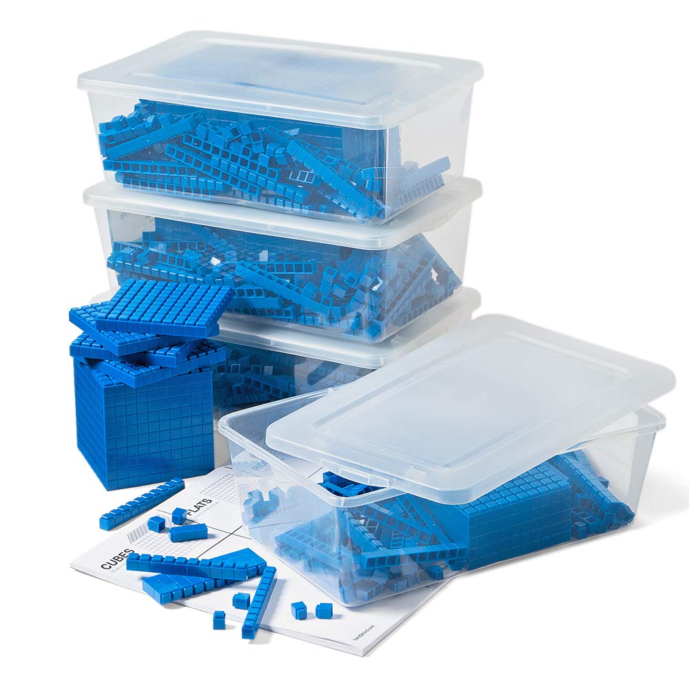 hand2mind Plastic Interlox Base Ten Blocks Classroom Set, Connecting Cubes, Base 10 Blocks for Math, (Set of 644)