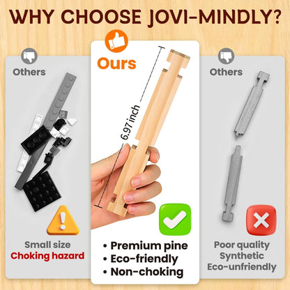 Jovi-mindly＆Notchies 96 PCS Wooden Blocks Wooden Toys with Storage Bag, Preschool Learning Toys Wood Blocks Building for Kids Ages 4-8 Creative Construction Game,FSC Certified,Birthday Toys Gifts