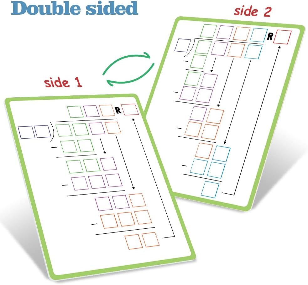 Lachilly Double Sided Dry Erase Handwriting Practice Boards Fractions Learning Place Value from Billions to Decimal Numbers Math Grid Manipulative Lapboard for Students