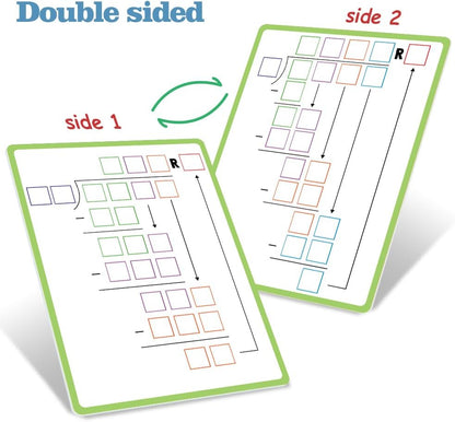 Lachilly Double Sided Dry Erase Handwriting Practice Boards Fractions Learning Place Value from Billions to Decimal Numbers Math Grid Manipulative Lapboard for Students