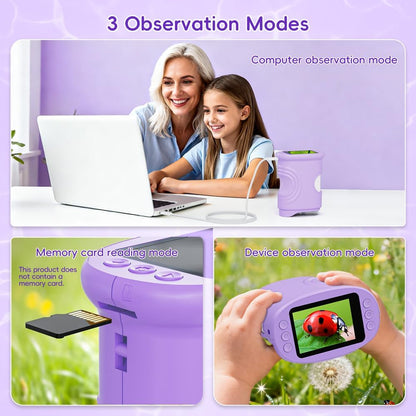 Temodu Kids Microscope 2.0" Screen 1000X Digital Microscope for Kids, Mini Pocket Handheld Microscopes for Children Birthday Festival Gift, Science Education Fun Toys for Boys Girls Ages 4-12 (Blue)