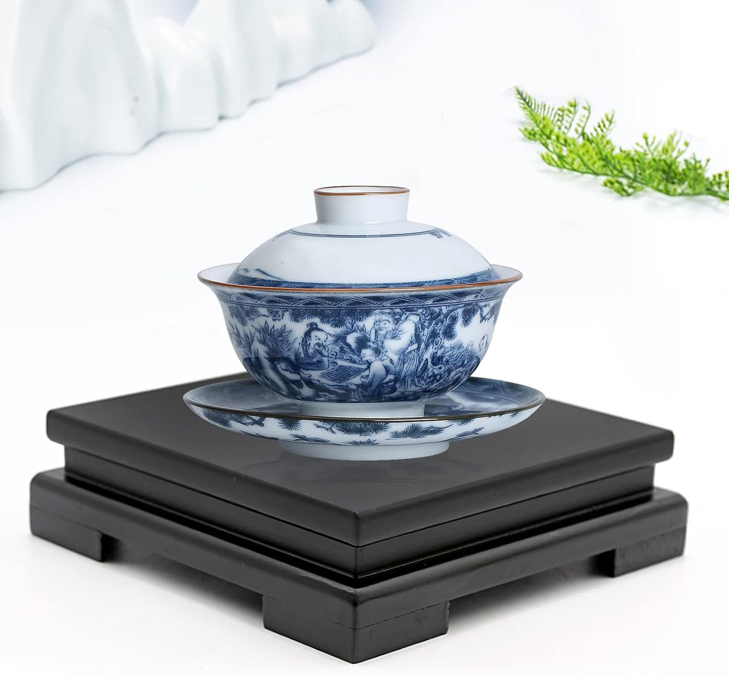 MDEOOSKY Wooden Display Stand Rectangle Wood Display Base Display Risers Rectangle Vase Riser Teapot Aquarium Lamp Base Home Decoration 10.24" W x 8.86" D x 1.69" H (Black)
