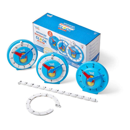 hand2mind Advanced NumberLine Clock, Learn to Tell Time, Analog Clock for Kids Learning, Number Line for Kids, Teaching to Tell Time, Math Manipulatives (Set of 1)