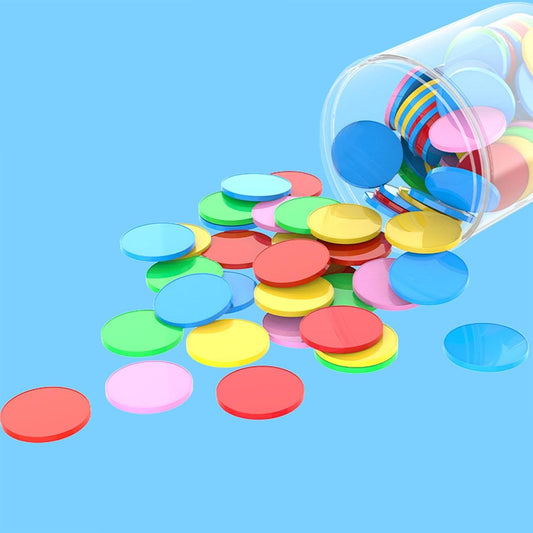 100 Pieces 1 inch Math Manipulatives Counting Chips Discs Sturdy Versatile Accessory for Game Activities with Storage Box, Colorful