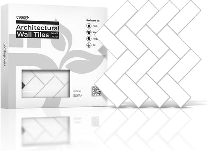VViViD 11 Sheets Peel and Stick Grey Gloss Faux Ceramic Brick Wall Tiles, Self Adhesive Backsplash 12”x12”, 2mm Thick Kitchen, Bathroom (11 sq. ft.)