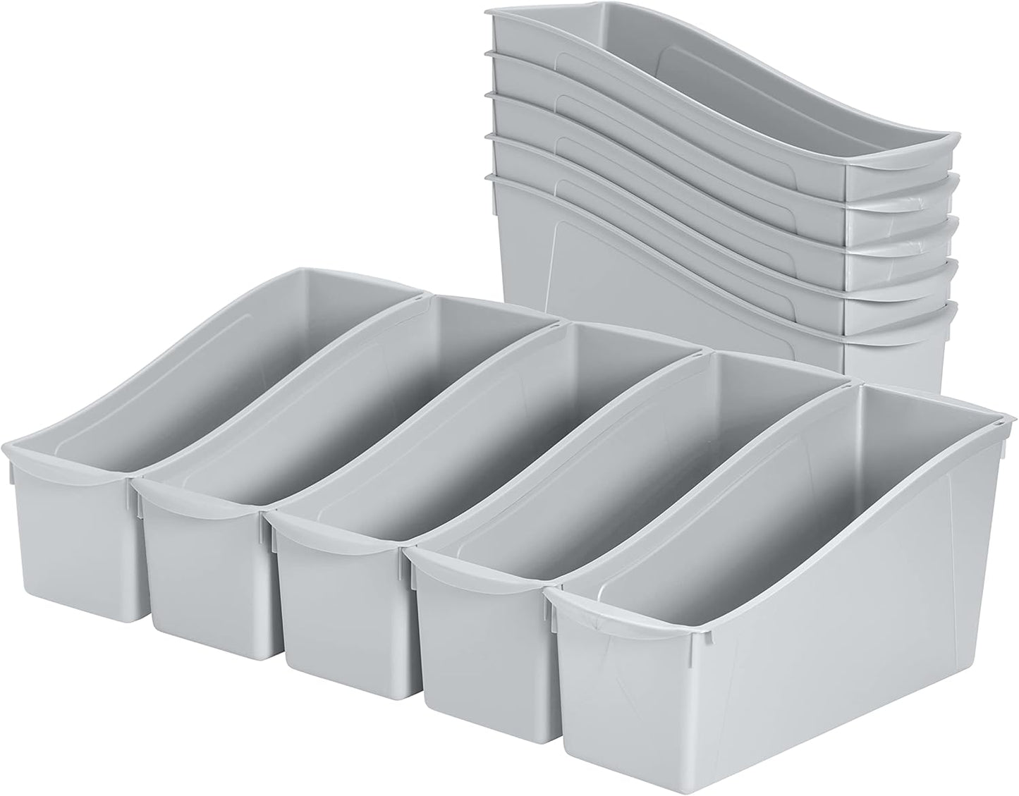 ECR4Kids Linking Plastic Storage Book Bin, Multipurpose Organization, Neon Purple, 10-Piece