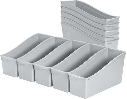 ECR4Kids Linking Plastic Storage Book Bin, Multipurpose Organization, Neon Purple, 10-Piece
