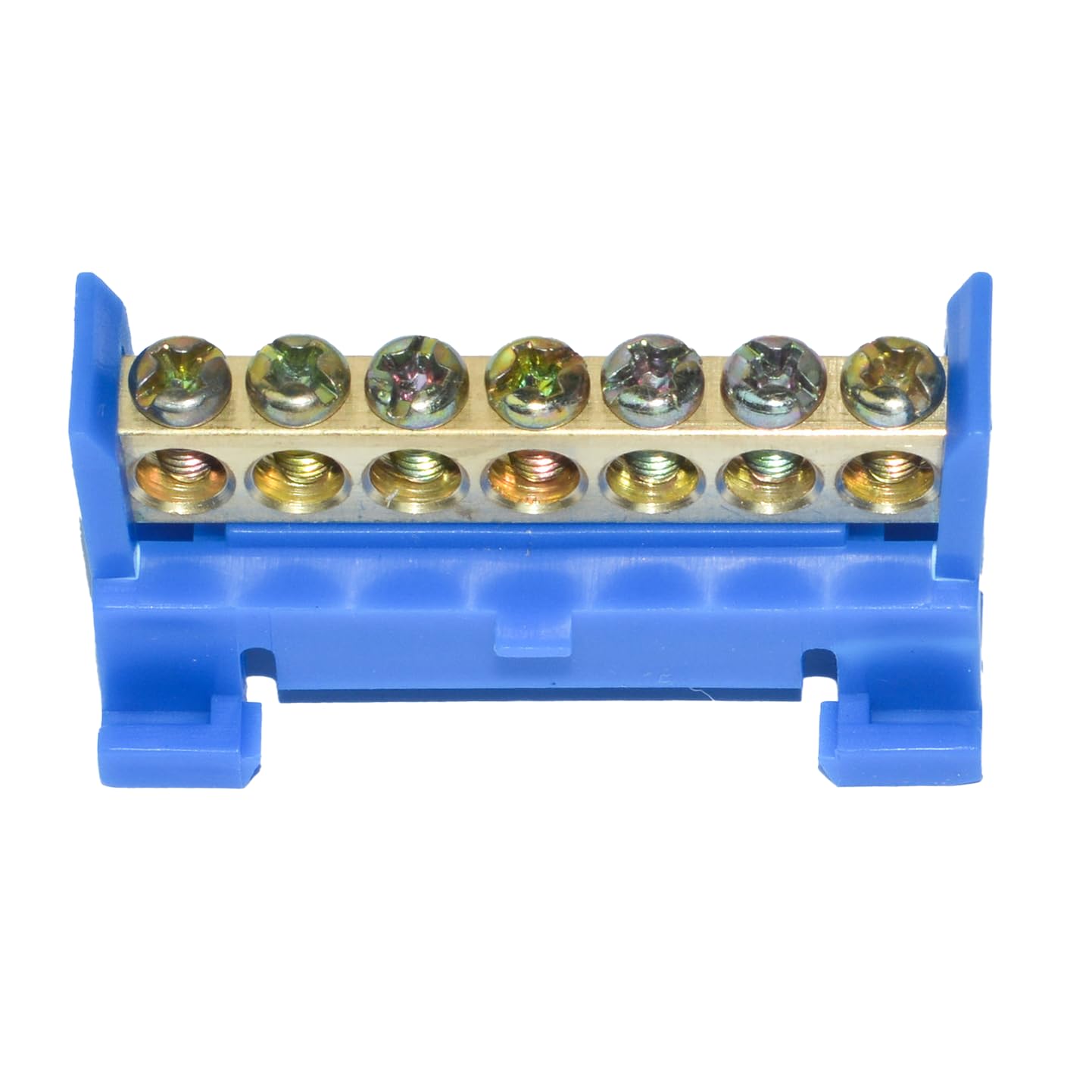 10 Positions Terminal Bus Bar Block 6 Pack Brass Wire Screw for Car Boat Marine Ground Power Distribution Grounding Electrical Bars Strip Block for 12V-110V, Blue