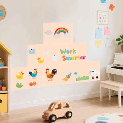 Magnetic Decal Wall for Kids Set of 6 Milk Tea Magnetic Chalkboard for Wall Peel and Stick Magnet Sheets with Chalk Tangram Puzzle and Multiple Accessories Magnetic Wall Decal for Playroom Home