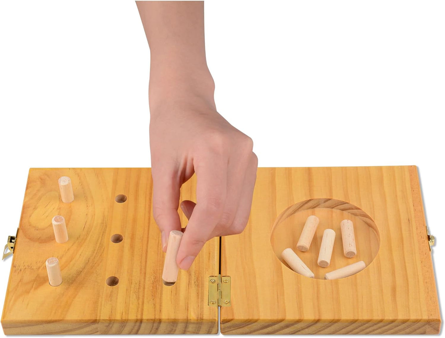 Ultrassist 9 Hole Wooden Pegboard for Occupational Therapy, Nine Hole Pegboard Test Kit to Improve Finger Dexterity, Fine Motor Skill Test
