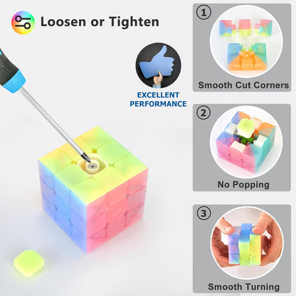 Vdealen Speed Cube Set, Puzzle Cube Bundle of 2x2x2 3x3x3 4x4x4 Pyramid Magic Cube Set, Birthday Party Christmas Stocking Stuffers Gift for Kids Teens Adults(Stickerless)