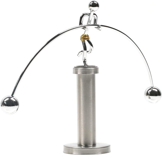 Sunnytech Steel Balance Physics Toy Weightlifter Kinetic Art Balance Toy Balancing Decompressive Science Home Office Toy for Desk Decor WJ020