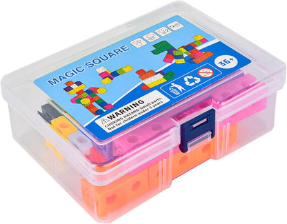 Montessori Math Linking Cubes Set, Plastic Magic Square Blocks with Pattern Cards