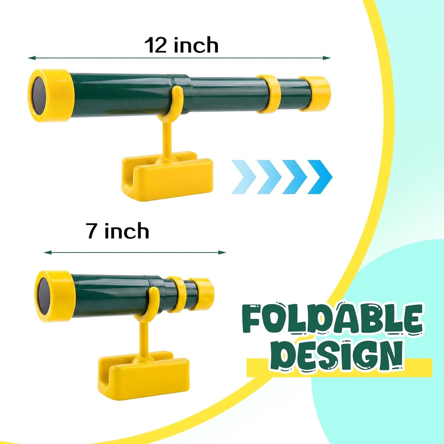 Sratte 1 Pcs Green and Yellow Telescope Playset Attachment Plastic Telescope Featuring 360 Degree Spin Magnification Effect Treehouse Playground Accessories Gifts Outdoor Playhouse