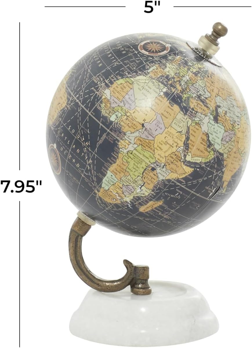 Deco 79 Marble Globe with Marble Base, 5' x 5' x 8', Teal