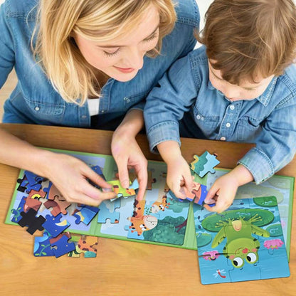 D-KINGCHY Magnetic Puzzles for Kids Ages 5+, 2-in-1 Puzzle Book 60 72 Pieces, Travel Jigsaw Puzzles, Road Trips Toys for 5 6 7 8 Boys Girls Birthday Gift (Dinosaur and Space)
