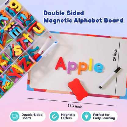 JoyLearn 78 Pieces Magnetic Letters and Numbers Alphabet Fridge Magnets ABC 123 Colorful Plastic Uppercase Lowercase Educational Toy Set with Math Symbols for Kids (78 PCS)