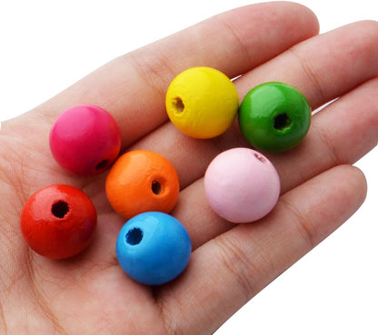 Aylifu Round Wooden Beads, 50 pcs 25mm Natural Unfinished Wooden Spacers for DIY Crafts Jewelry Making, White, Hole: 5mm