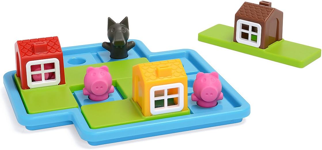 SmartGames Three Little Piggies – Preschool Logic Puzzle Game with 48 Challenges and Storybook – Educational Fairy Tale Puzzle for Kids Ages 3+ to Develop Spatial Reasoning and Problem-Solving Skills