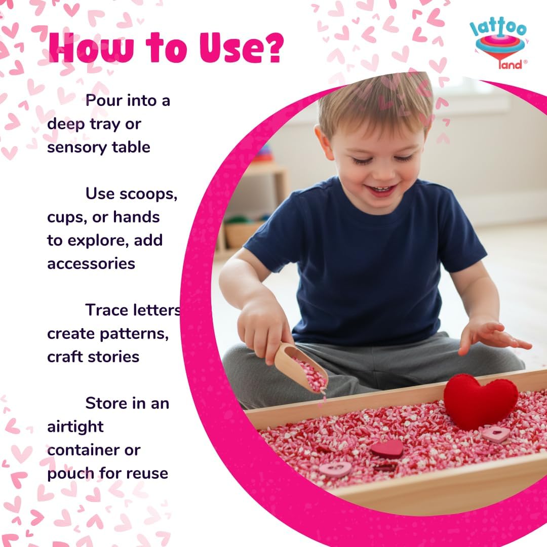 Lattooland Princess Sensory Rice for Girls | Pink Rose & Ruby Royal Colored Rice | Sensory Bin Filler | Non-Toxic Pretend Play | Montessori Fine Motor Toy | Birthday Gift Age 2 3 4 5 6 7