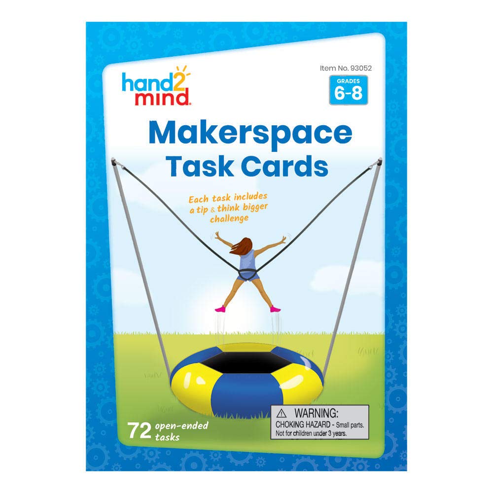 hand2mind Makerspace Task Cards, STEM Learning Cards for Kids Grade K-2, 36 STEM Activities, Kids Building Projects, Learning Cards, Educational Toys, Fun Ideas on What to Build, Classroom Supplies