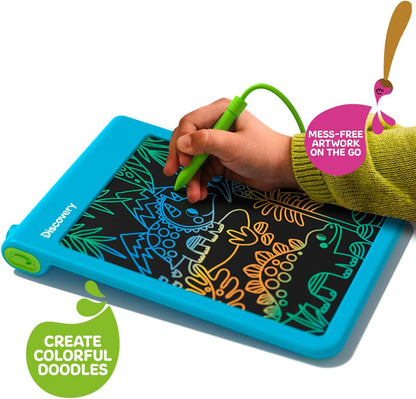 Discovery™ Bright Doodles LCD Art Tablet - Mess-Free Colorful Drawing Pad & Tethered Stylus| Widescreen Display| LCD Writing Tablet for Kids| Arts & Crafts Toy| Toddler Learning Toy| Doodle Board Gift