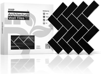 VViViD 11 Sheets Peel and Stick Grey Gloss Faux Ceramic Brick Wall Tiles, Self Adhesive Backsplash 12”x12”, 2mm Thick Kitchen, Bathroom (11 sq. ft.)