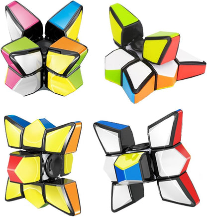 TANCH Magic Spinner Cube 2 in 1 Stickerless Brain Teasers Magic Puzzle Spinning Top Cube Rotatable Stress Relief 1X3X3 Finger Speed Cube Floppy Anti-Anxiety Fidget Toys Game for Kids Adults