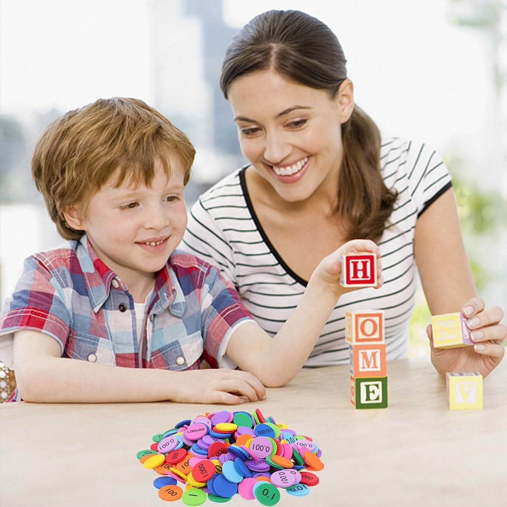 NUOBESTY 600pcs Colored Place Value Disks Educational Math Manipulatives Eva Learning Toys for Classroom and Home Use