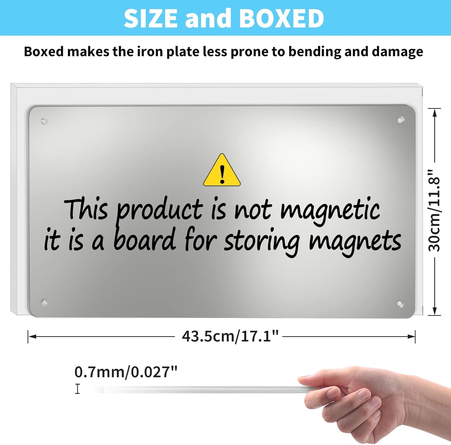 17.7" x 11.8" Black Metal Magnetic Board - Magnet Bulletin Board to Display Magnetic Letters Numbers Animal, Poetry, Spice Jars, Notes, Photos, Suitable for Wall, Refrigerator, Cubicle, Cabinet