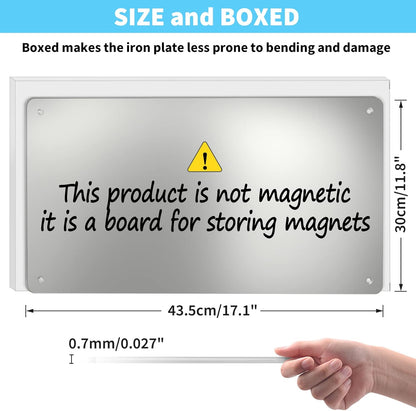 17.7" x 11.8" Black Metal Magnetic Board - Magnet Bulletin Board to Display Magnetic Letters Numbers Animal, Poetry, Spice Jars, Notes, Photos, Suitable for Wall, Refrigerator, Cubicle, Cabinet