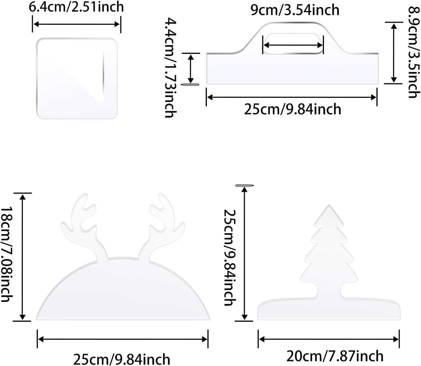 Router Templates, 4pcs Acrylic Charcuterie Board Handle Template, LYMOI Clear Cut Board Thick Handle Template, Angled Curvy Tracing Stencils Cut Guide Tools for Kitchen Woodworking. (Style 1)