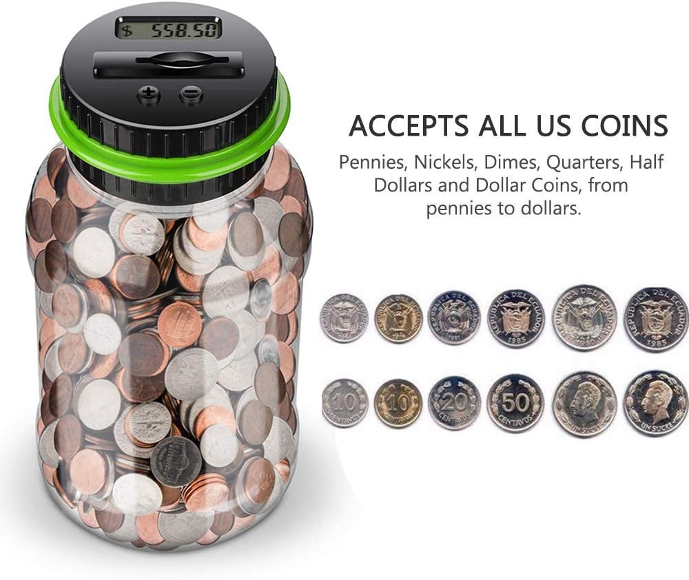 Digital Counting Money Jar, Digital Coin Counter with LCD Display Large Capacity Money Saving Box for Kids Adults as Gift on Christmas,Birthday (Blue)