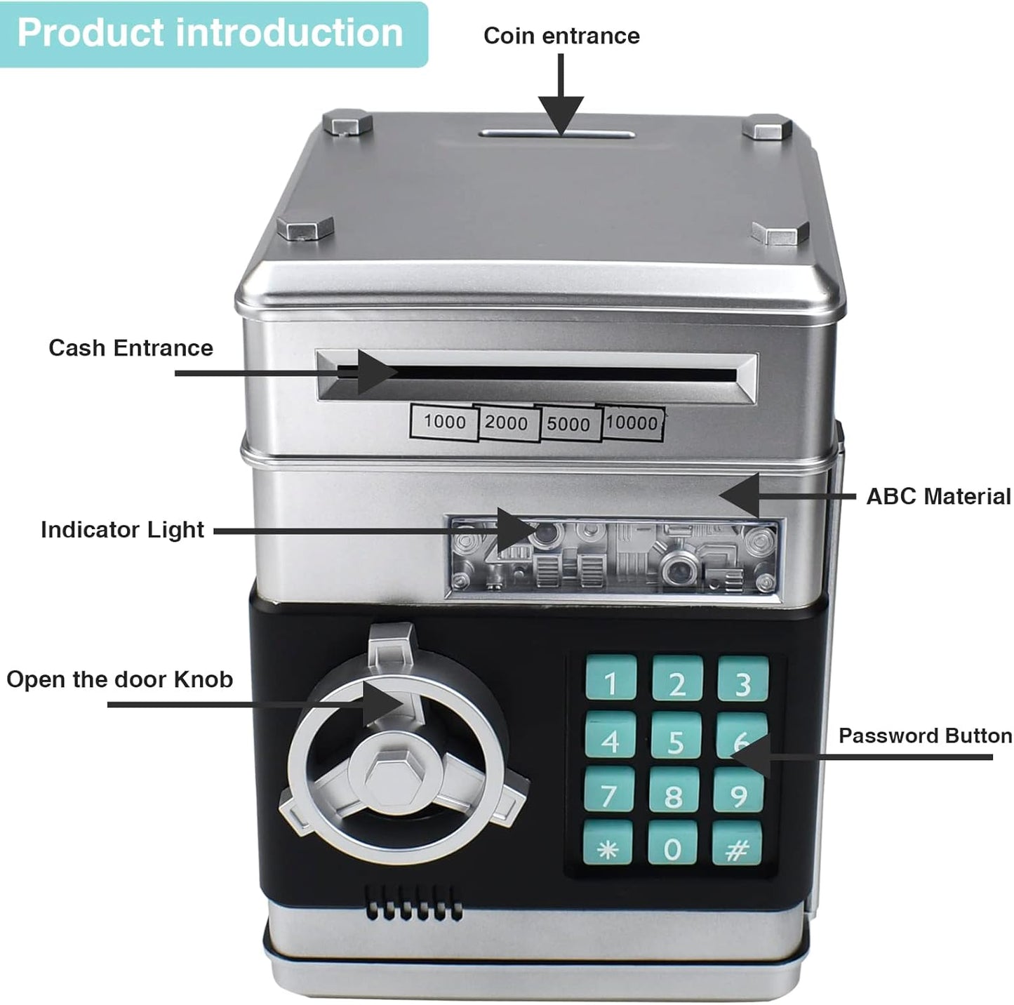 Mini ATM Piggy Bank ATM Machine Best Gift for Kids,Electronic Code Piggy Bank Money Counter Safe Box Coin Bank for Boys Girls Password Lock Case (Rose Gold)