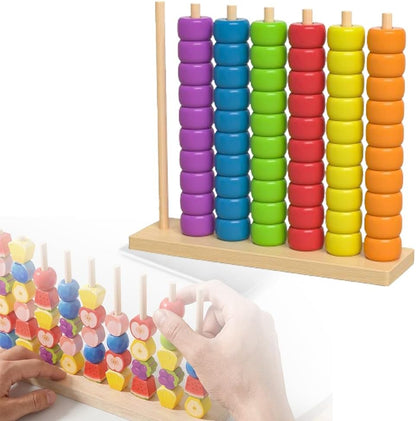 AIIONP Color Matching Stacking Puzzle Game, Wooden Color Match Challenge Game, Interactive Tabletop Board Game for Two Players, Family Game, Travel Stacking Rings Game (Colorful A)