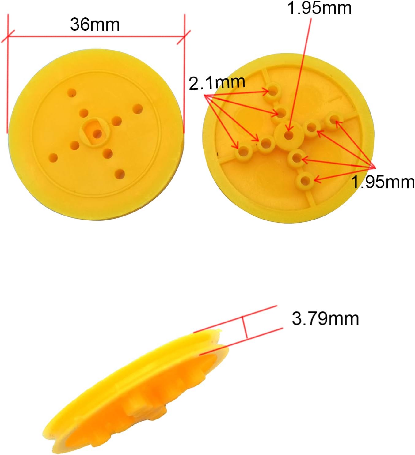 EUDAX 2mm Hole Plastic Belt Pulley Gears Combination Modulus Package Rubber Belts Band Plastic Model Accessories for DIY Robots Cars RC Toy Car Airplane
