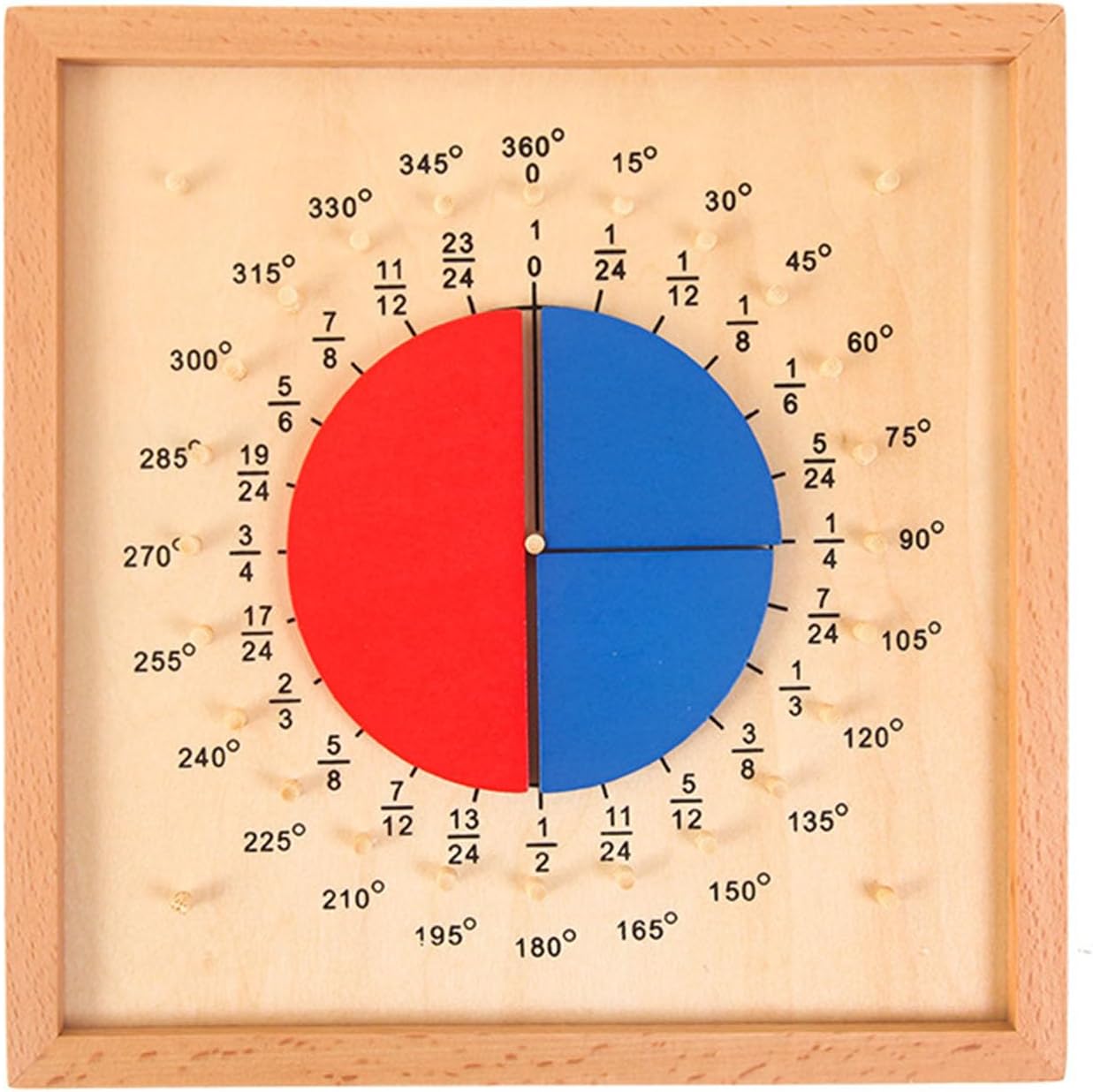 Montessori Fraction Circle Board, Wooden Math Manipulatives for Kids Early Learning